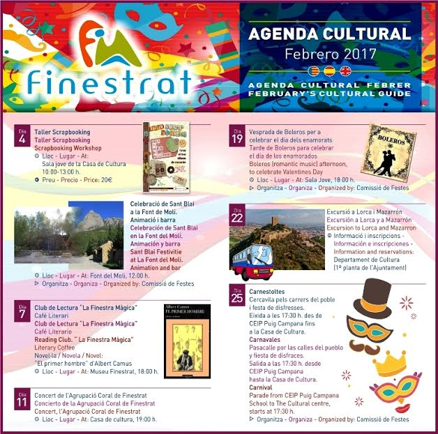 FINESTRAT.- AGENDA DE EVENTOS DEL&nbsp;MES